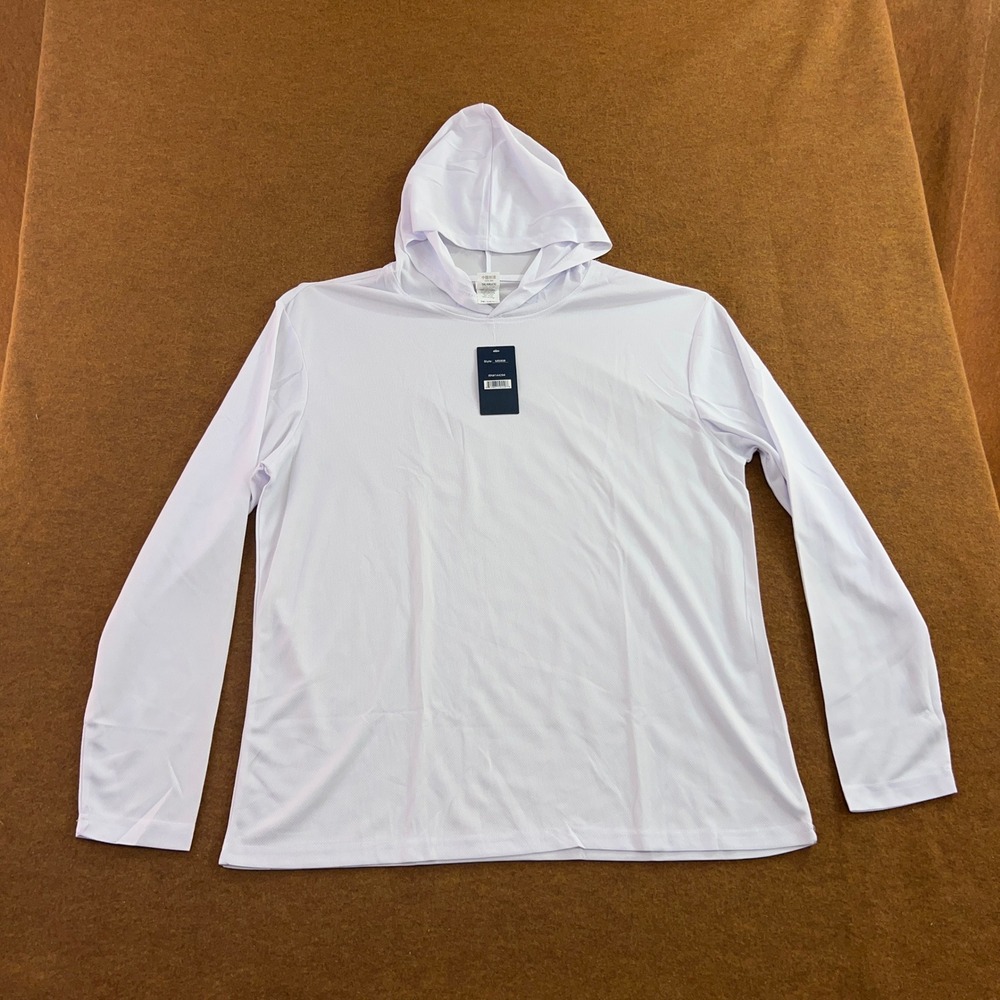 Performance Sports Mens 2XL White MS908 Long Sleeve Active Sun Hoodie Shirt NWT